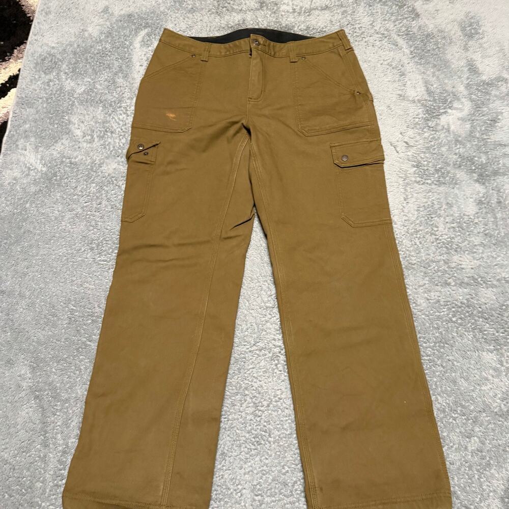 Duluth Trading Co Fire Hose Fleece Lined Cargo Pants Women 14 X31 Brown Work